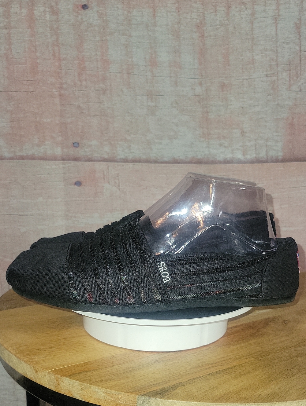 Sketchers BOBS Black Mesh Slip On Shoes - Picture 5 of 9